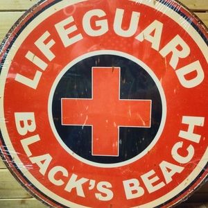 Lifeguard Blacks Beach metal sign